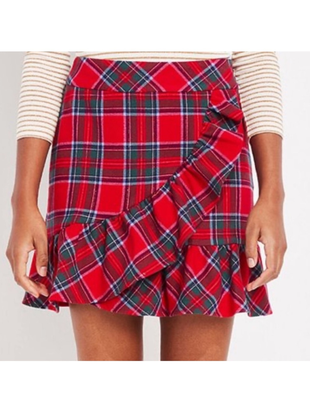 Vineyard Vines Nantucket Tartan Red Plaid Ruffle Mini Skirt size 4